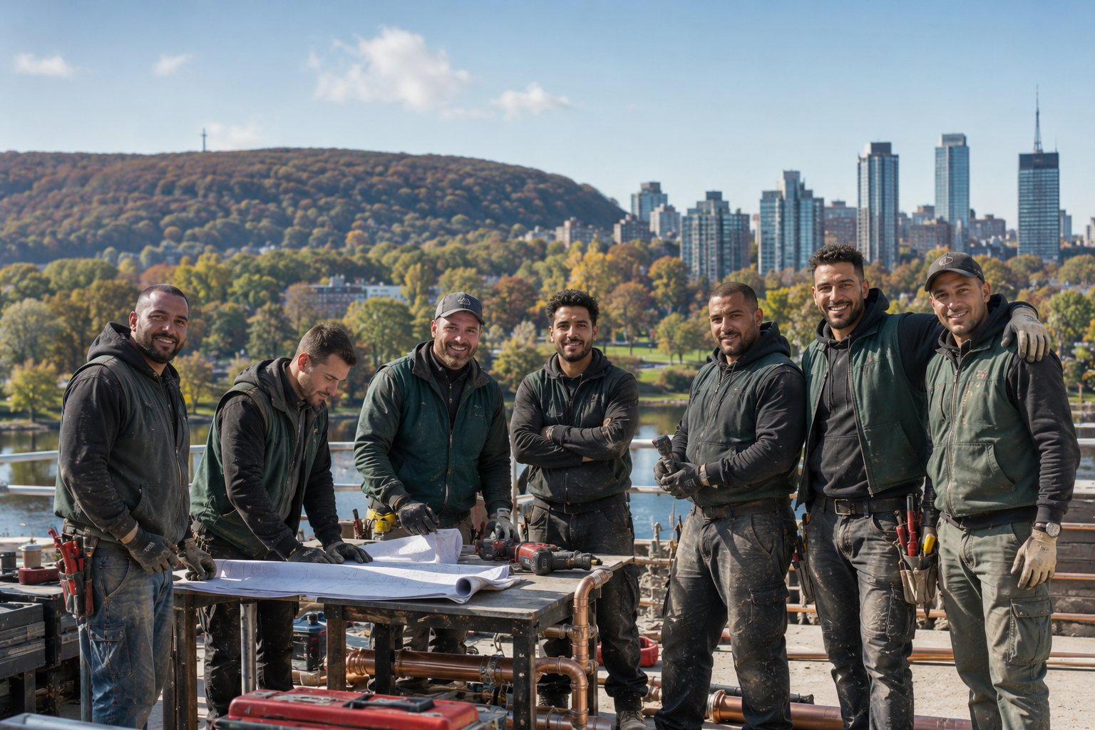 Équipe S.O.S. Canada Plomberie & Chauffage sur un chantier